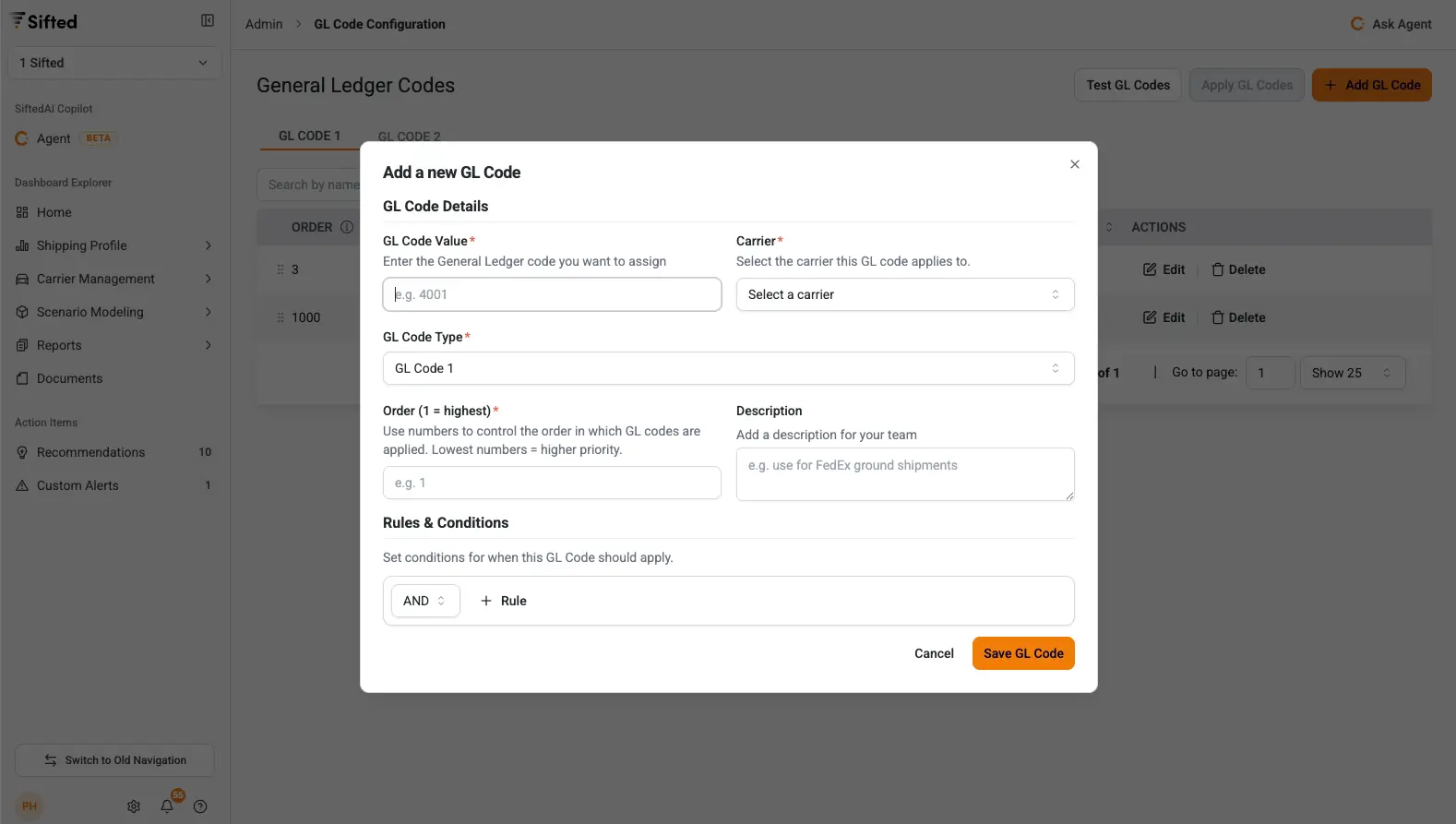 Screenshot of GL Coding dashboard